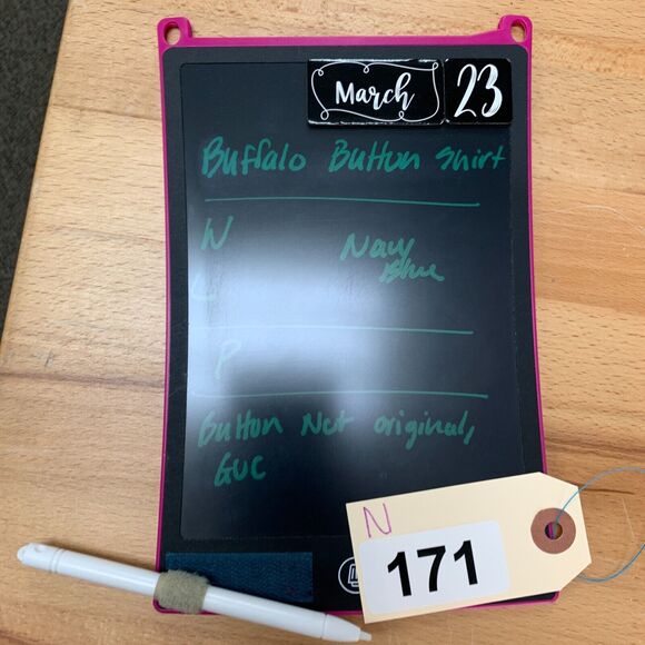 Buffalo David Bitton Shirt Mens L Large Navy Red Plaid Cotton Button Up *READ - Picture 13 of 14